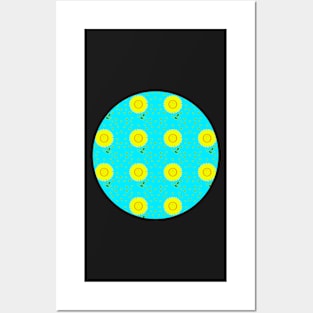 Aqua Daisy! Fun, bright design - yellow daisies with aqua blue. Posters and Art